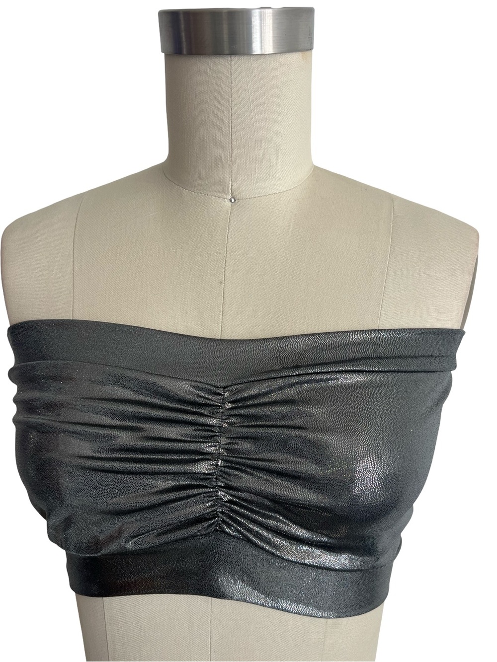 Metallic Silver Tube top Strapless Swim Bikini Fitness - Made-In-USA